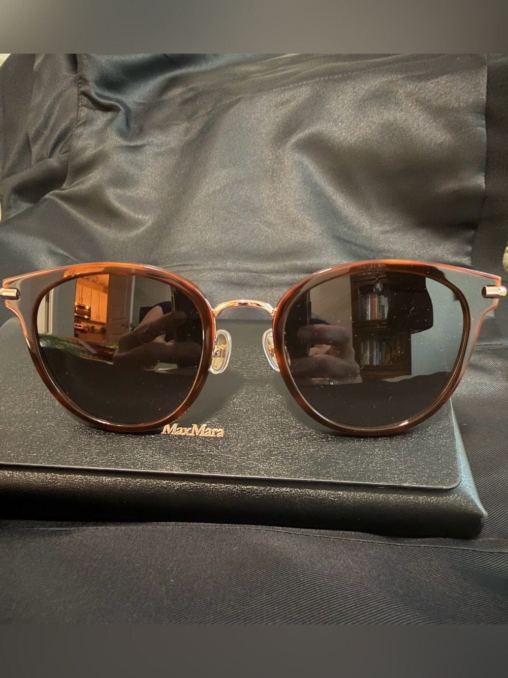 NWOT Max Mara MM0149-K 52F Havana Brown Sunglasses and Case 54-22-145